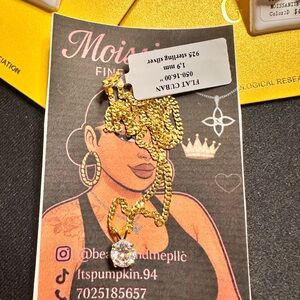 14k Gold over 925 Necklace with Puff style Moissanite pendant